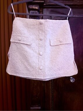 Amanda UpRichard Textured White Button-Front Mini Skirt
